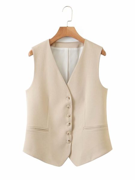 

women's vests biaoruina sleeveless single breasted khaki v-neck vest office lady fashion coat loose elegant outerwear, Black;white