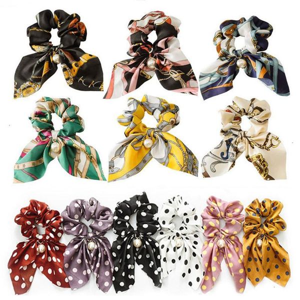 

hair accessories fashion elastic ponytail holder scrunchies women jewelry bowk silk scarf bow tie hairbands ribbon headwear