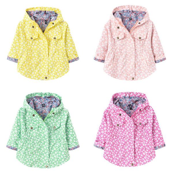 

jackets girls spring flower printting children's windbreaker cute jacket for hooded coat baby clothes kids dust, Blue;gray