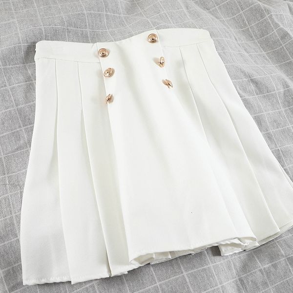 

2021 Spring Just Arrived Solid Color Waist High Button Versatile Decoration Female Fashion Skirt Straight 8t6e, Black