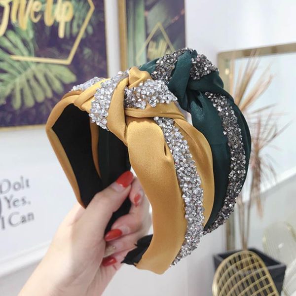 

hair accessories q wide band girls headband with drill bowknot vintage elastic hoop 1pcs women fashion bezel