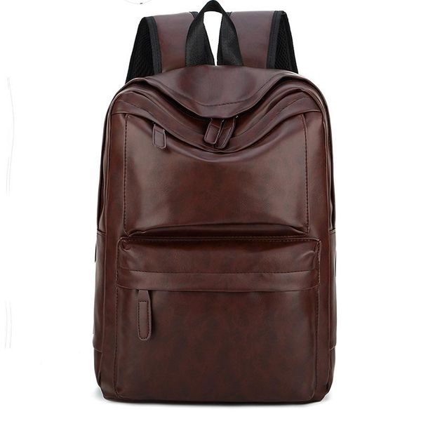 

backpack simple men's bag schoolbag fashion pu leather men travel