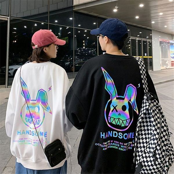 

2021 new casual dos desenhos animados engraado japo outono tshirt reflexivo streetwear camiseta de manga curta kqn0, White;black