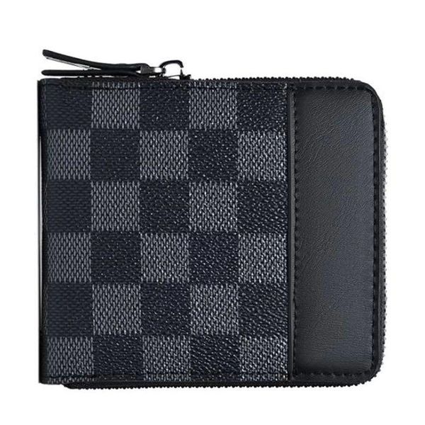 

2021 new wallet short checkerboard wallet multi functional small, Red;black