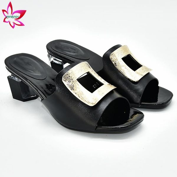 

dress shoes latest 2021 fashionable italian design decorate with rhinestone in blue color african women sandals for wedding, Black
