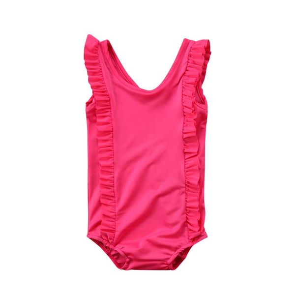 

one-piece suits toddler kids baby girls tankini bikini swimwear swimsuit bathing suit beachwear solid ruffles cotton swimming costume