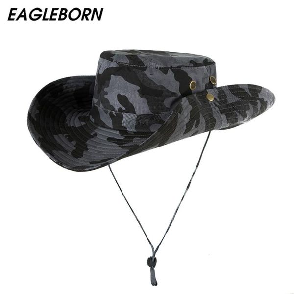 

cloches eagleborn 7 colors military camouflage bucket hats fishing with wide brim sun hat camping sunscreen