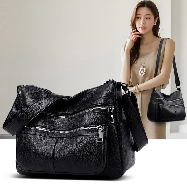 

bags mother bag large capacity messenger single shoulder soft leather temperament women's simple trend small backpack