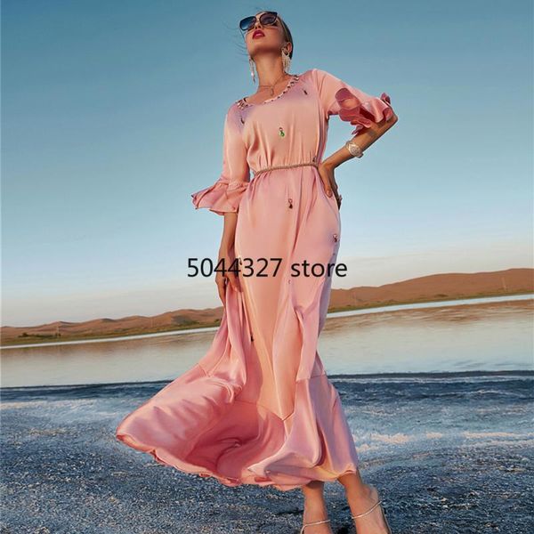 

ethnic clothing hand made diamond dubai arabic muslim dress islam party dresses abayas female robe femme longue musulman de mode, Red