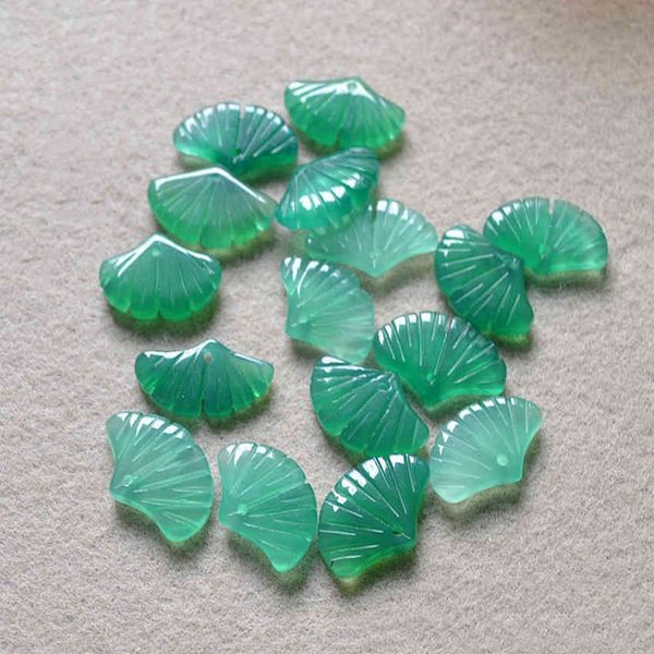 10pc intagliato foglia di ginkgo gemma branello allentato perline di pietra naturale per gioielli che fanno componenti accessori fai da te 22x15mm DYL0108