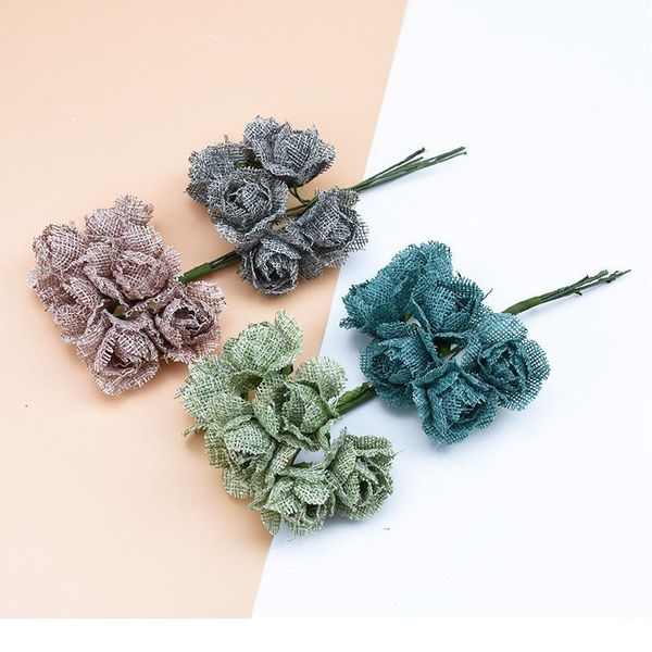 

6pcs decorative flowers wreaths diy gifts box christmas decor for home wedding bridal accessories silk roses artificial jllzjs