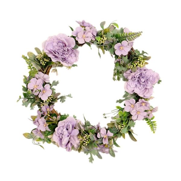 

2021 new creative simulation camellia garland, green plants wreath wedding engagement party home door wall hanging ornament