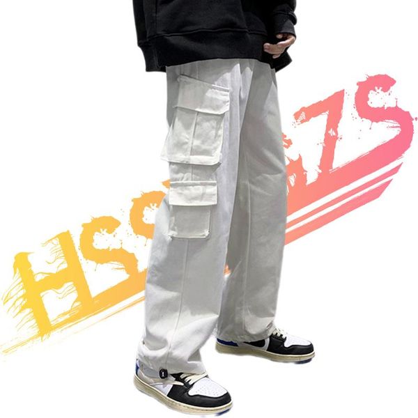 

men's pants black cargo men japanese fashion streetwear safari style solid color jogging sports harajuku mens clothing
