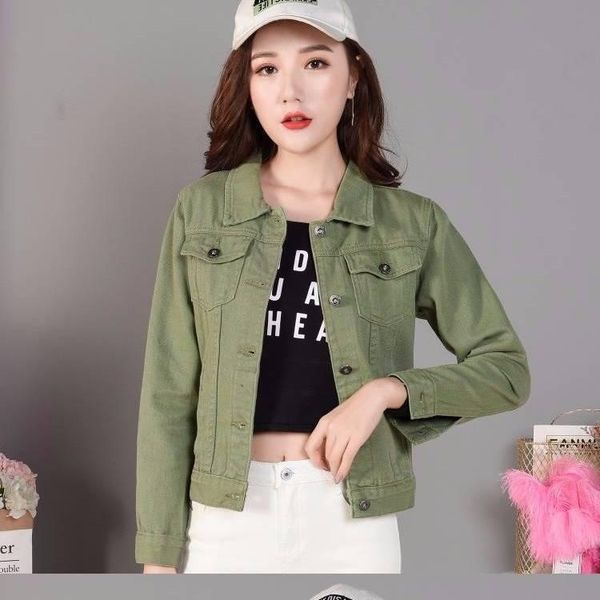 

women's jackets 2021 spring and autumn denim jacket short slim coat female fashion casual wild clothing women, Black;brown