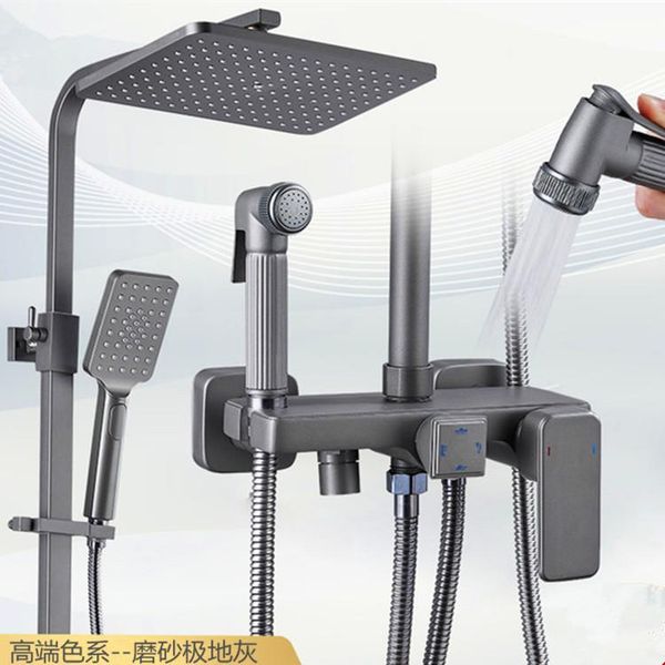 

bathroom shower sets european-style copper gray head set health faucet multi-function nozzle supercharged