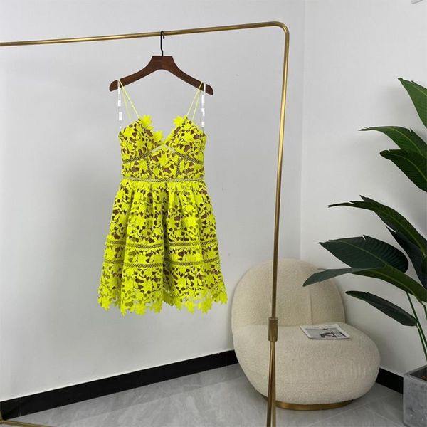 

casual dresses 2021 summer women fashion yellow embroiedery floral spaghetti strap sleeveless mini, Black;gray