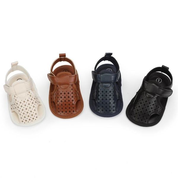 

sandals infant baby pu boys soft sole anti slip shoes solid color prewalkers summer toddle kid, Black;red