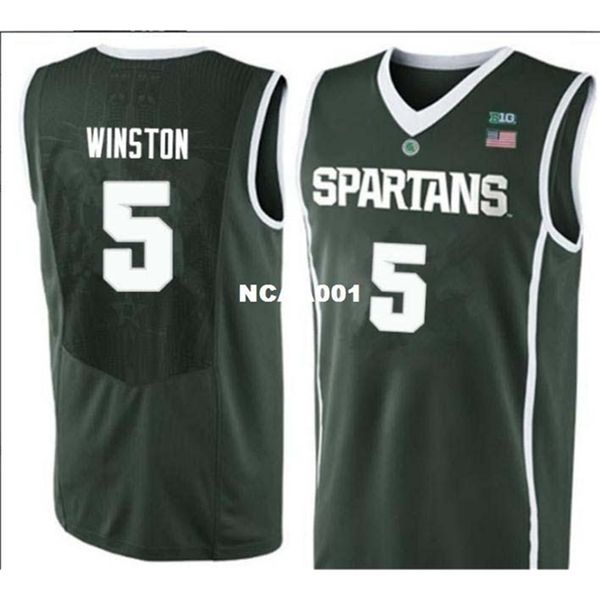 

vintage 21ss michigan state spartans cassius winston #5 college real embroidery jersey size s-4xl or custom any name or number jersey, Black