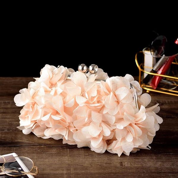 

evening bags wedding bride clutch bag 3d flower petal elegant party handbag small clip chain shoulder 2021 designer