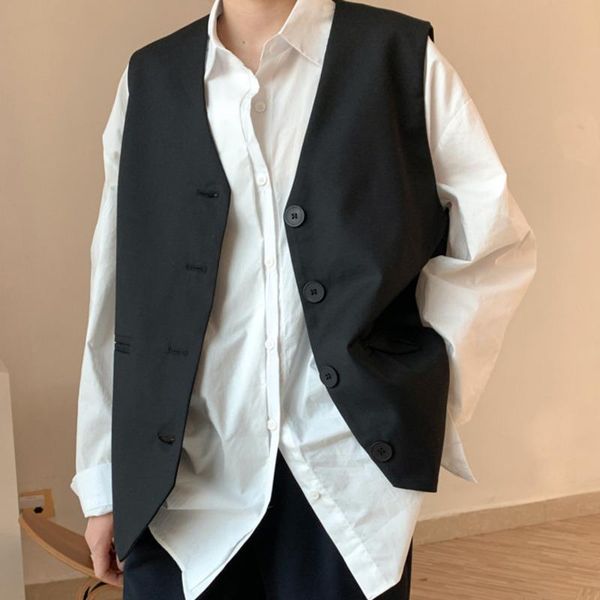 

women's suits & blazers [ewq] korea chic casual fashion women v-neck solid color single-breasted loose sleeveless blazer vest autumn 20, White;black
