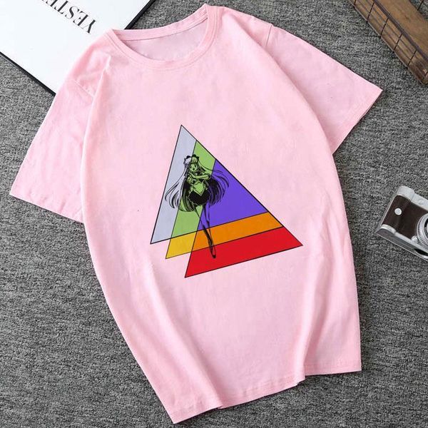 

women short sleeve t-shirt cartoon sailor moon summer new fashion pink t shirt casual tshirt 90s girls tee, White