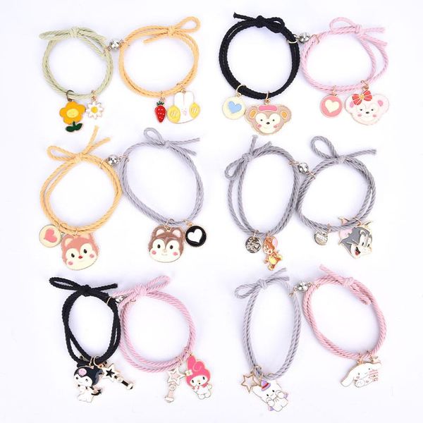 Charm pulseiras 1 par imas ímã casal bracelete para amantes bonito dos desenhos animados animais flwoers combinando parceiros amizade jóias presente de aniversário