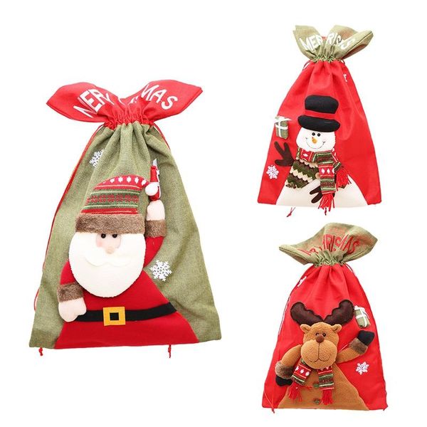

santa sack drawstring christmas gift bag, 3d design party supplies
