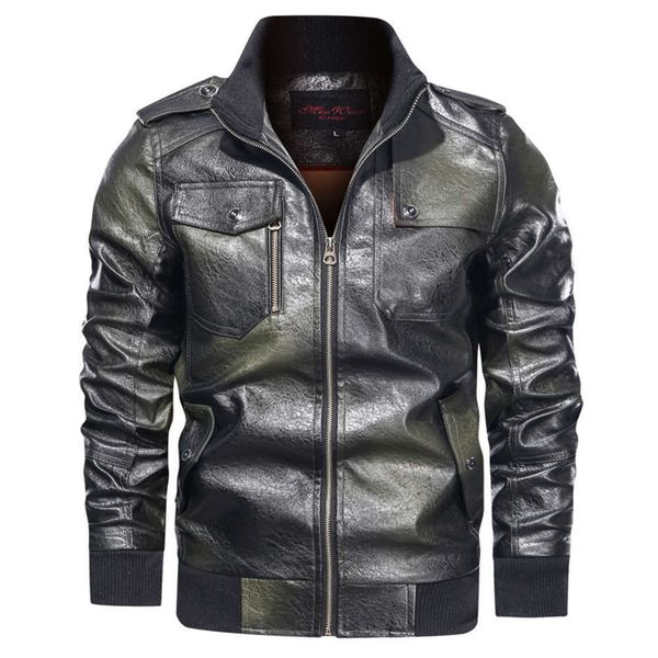 

2020 new casual men's pu autumn stand collar large leather jacket fashion coat menwinter, Black;brown