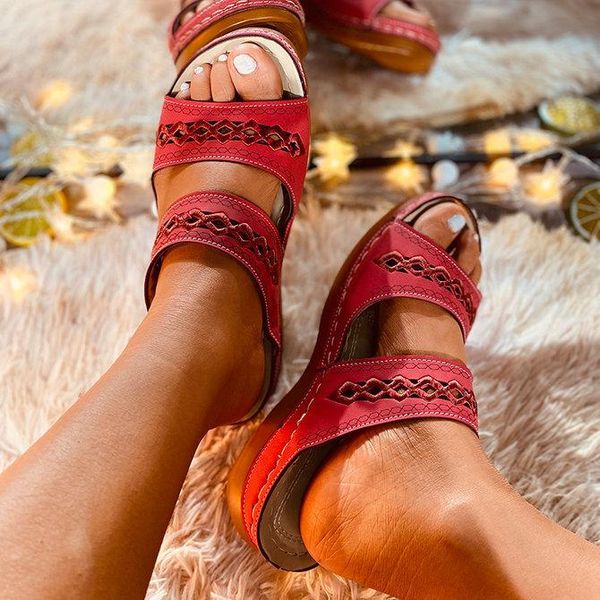 

slippers women pu leather shoes comfy platform flat sole ladies casual soft woman wedge sandal beach flip flops, Black