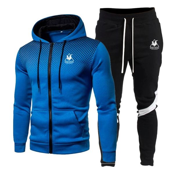 

men's tracksuits 2021 casual coats autumn wintermen sets hooded hoodies+pants outfit male sportswearzipper printing tracksuit suits siz, Gray