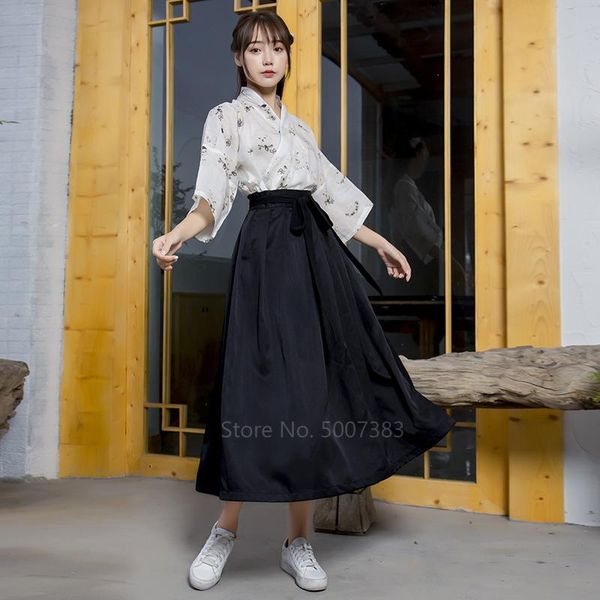 

ethnic clothing japanese style kimono dress cardigan floral haori women full sleeve skirt suit for girl sakura harajuku vintage party yu, Red