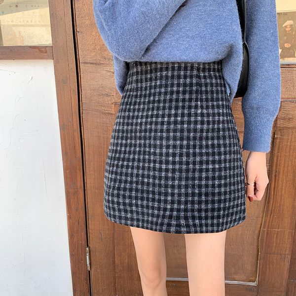 

2021 new women's plaid high waist slim skirt, autumn and winter series z9pd, Black