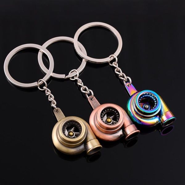 

keychains key chain car sound turbo sleeve bearing spinning auto part model turbine charger ring, Silver