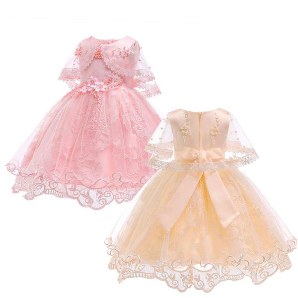 

premium 70% off princess dress middle children's dress mesh lace, White