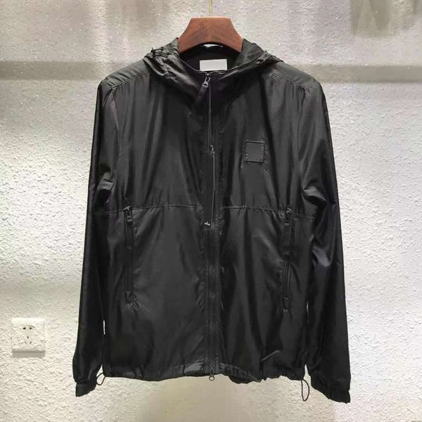 

21ss toney jacket embroidered small logo zip hooded trench islandss coat stone jackets01, Black;brown