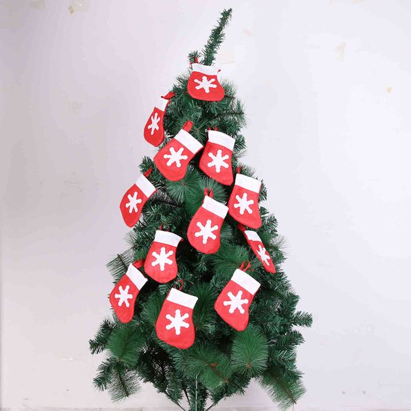 

decorations red snowflake non woven stockings christmas tree decoration pendant