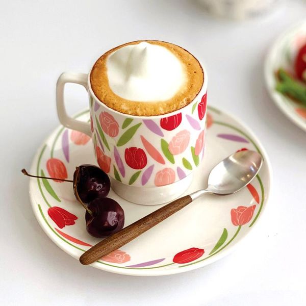 

cups & saucers royal bone china tea cup saucer sets creative flower porcelain coffee mugs european simple tazas cafe summer ac50bs