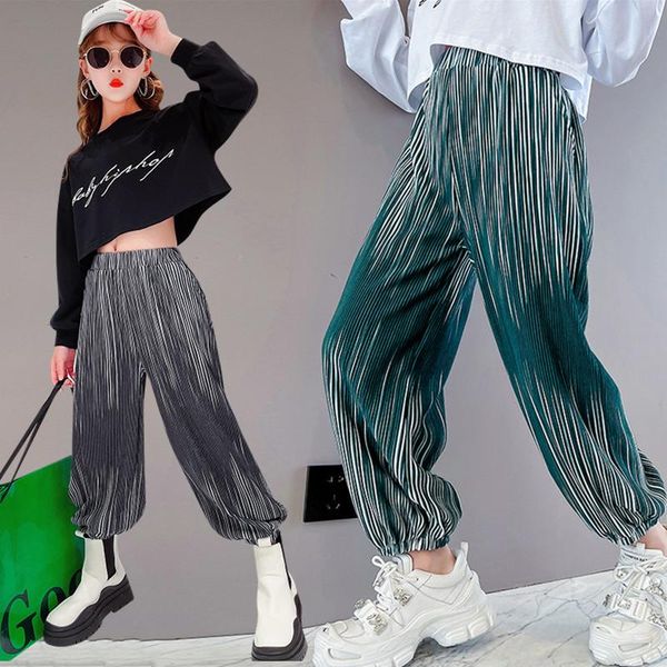 

trousers girls cargo pants age 5-15 years spring autumn children school sweatpants high waist sports casual for, Blue