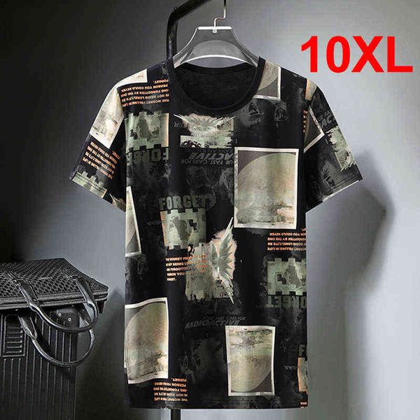 Verão Camiseta Homens Streetwear Fashion Graffiti Imprimir Manga Curta Tshirt T-shirt de Oversize Tops Baggy T-shirts Plus Size 10XL HA082 G1222