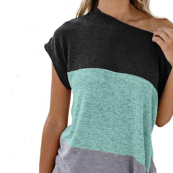 

summer fashion knot off shoulder blouse casual ladies loose color block tee female women short sleeve shirt blusas pullover, White