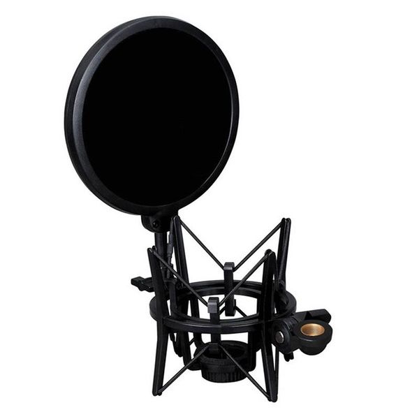 

professional microphone holder with integrated microphone mic shield filter