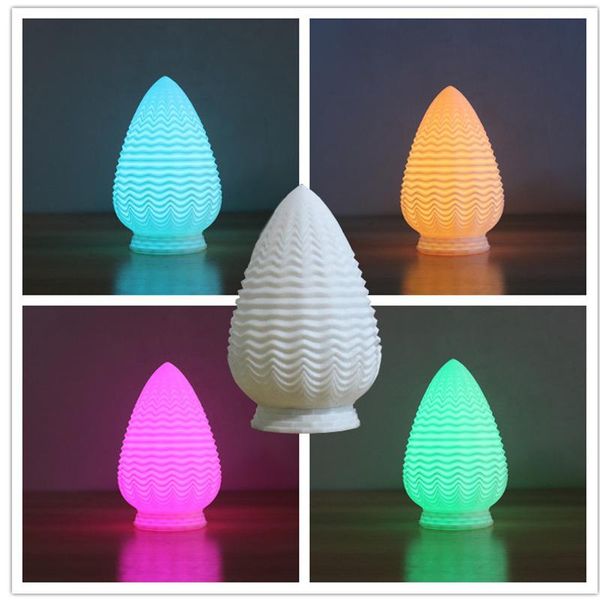 

creative new touch remote control 16 color led european 3d printing pine cone usb charging night light