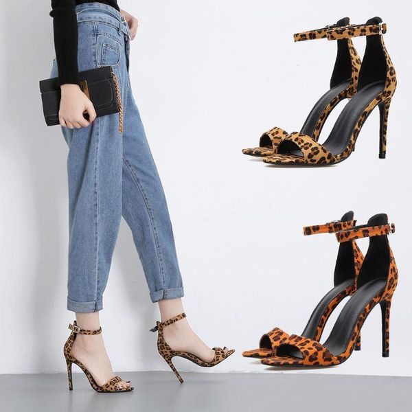 

sandals women's buckle heel toe high fashion shoes 2021 suede fish mouth, Black