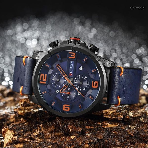 

wristwatches curren fashion style quartz men watches chronograph sports wristwatch waterproof male clock relogio masculino reloj hombre, Slivery;brown