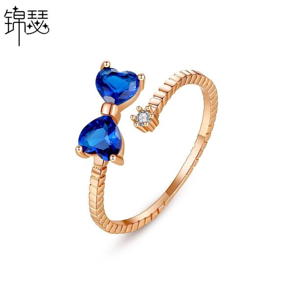 

925 sterling silverboutique zirconium diamond ring 's knot of fortune fashion korean version simple women's bow opening adjustable, Golden;silver