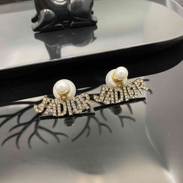 

75%off outlet new women's net red aj letter pearl earrings for women, Silver