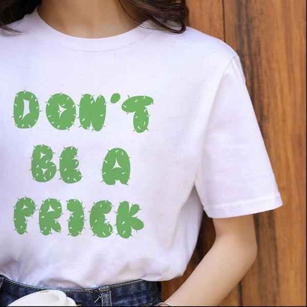

harajuku cactus small fresh 90s girls t shirt women t shirt korean style tshirt cartoon tee, White