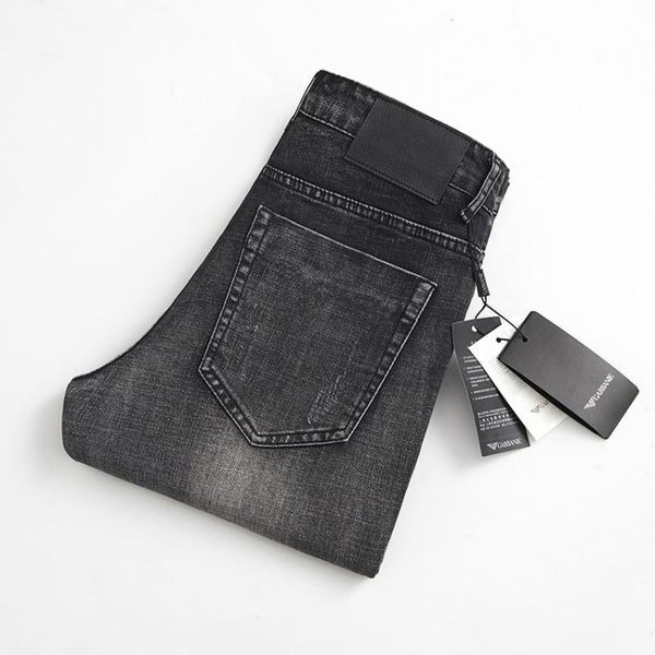 

men's jeans autumn slim elastic eagle fashion business trousers classic style winter denim male pants, Blue