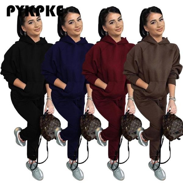 

women's two piece pants tracksuit hoodies 2 set sweatshirt + women sport suit autumn winter sportswear, White