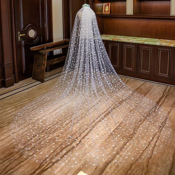

bridal veils european style retro cathedral el lawn wedding lace tailing veil with hair comb, Black